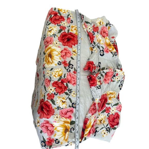 Old Navy floral flutter sleeve Size L red pink and yellow Maxi Dress - Picture 6 of 10